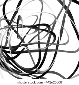 Abstract squiggle, squiggly, curvy lines. Monochrome geometric pattern.