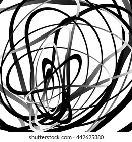 Abstract squiggle, squiggly, curvy lines. Monochrome geometric pattern.