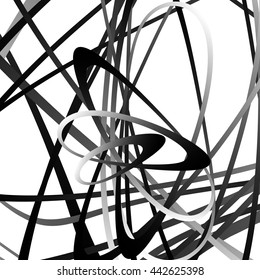 Abstract squiggle, squiggly, curvy lines. Monochrome geometric pattern.