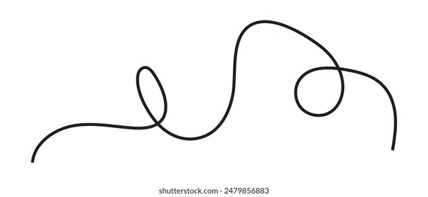 Abstract Squiggle wavy thin line. Squiggle Line Element banner. Vector illustration.