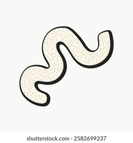Abstract squiggly line illustration with dotted texture. Black and white squiggly line design. Minimalist squiggly line art on a plain background. Memphis shape vector illustration.