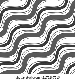Abstract squiggly line seamless pattern gray monochrome white wave background for design