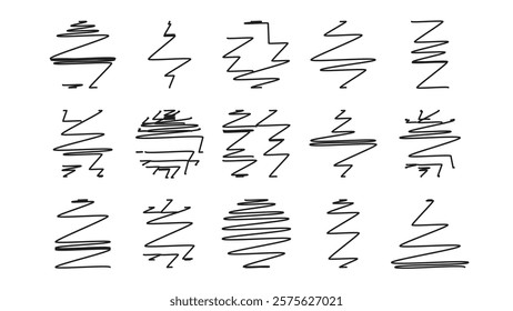 Abstract squiggly lines and patterns in square format
