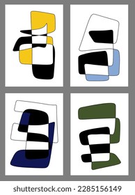 Abstract squiggly modern background with continuous lines. Set