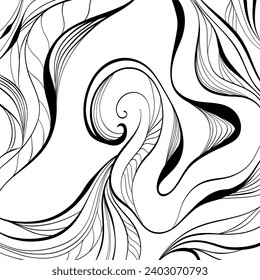Resumen de un fondo moderno y ruidoso con líneas continuas. fondo artístico minimalista negro y blanco