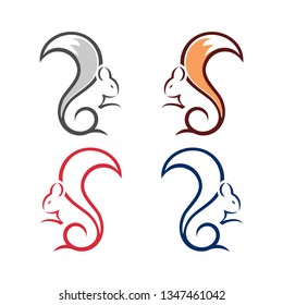 Abstract Squirrel Chipmunk Line Art Character Logo Illustration