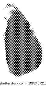 Abstract Sri Lanka Island map. Vector halftone geographical scheme. Cartographic pixel abstraction. Schematic Sri Lanka Island map is made with regular spheric dot array.