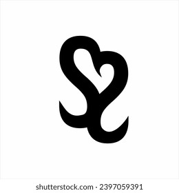 Resumen diseño del logo de la letra SS con concepto de corazón.