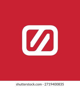 Abstract S-shaped symbol on a red square background, clean and modern geometric design