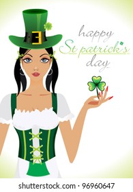 abstract st patrick girl vector illustration