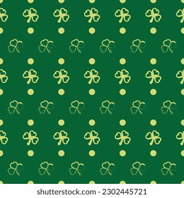 Abstract St Patrick's day background decoration with shamrock leaves. For design tasks, background, surface design Vector illustration