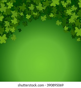 Abstract St. Patrick's Day background with falling clover leaves, vector illustration