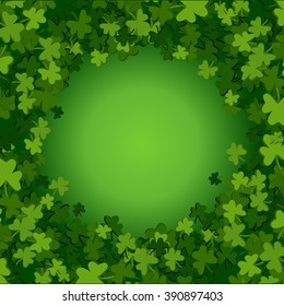 Abstract St. Patrick's Day background with falling clover leaves, vector illustration