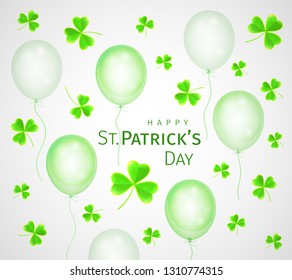 Abstract St. Patrick's Day  greeting card  with clover leaves and balloons