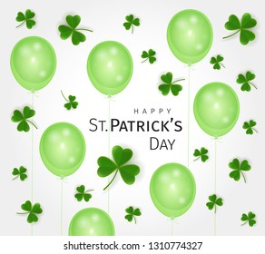 Abstract St. Patrick's Day  greeting card  with clover leaves and balloons