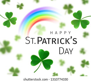 Abstract St. Patrick's Day greeting card with flying clover leaves