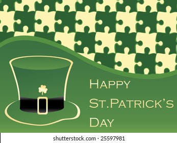 abstract st. pattrick's day pattern with hat illustration