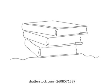 Abstract stack of books, continuous single one line art hand drawing sketch logo