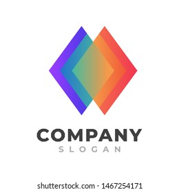 abstract stack logo template for company.  Modern minimalist gradient vibrant colorful design.