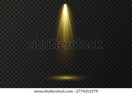 Abstract stage podium with bright spotlights and smoke. Dark room background with concrete floor and light beams. Elegant scene for award ceremony or product launch presentation.