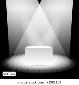 Abstract stage spotlight with box