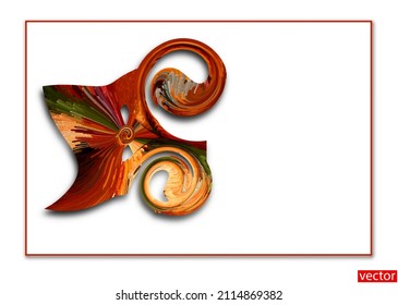 Abstract stain isolated on a white background. Decorative element, drawing on a business card. Pattern of swirling multicolored stripes. Stylised letter K. Vector