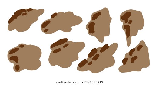Abstract stain shape. Dotted random round silhouette isolated on white background. Basic brown blob or melt blot. Liquid free-form element with dot