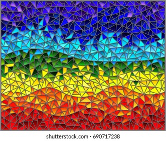 Abstract stained glass background , the colored elements arranged in rainbow spectrum