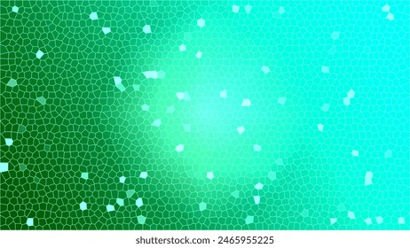 Abstract stained glass background in shades of green and cyan. Landscape orientation. Perfect for decorations, wallpaper, and photoshoot backdrops.