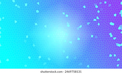 Abstract stained glass background in shades of cyan and purple. Landscape orientation. Perfect for decorations, wallpaper, and photoshoot backdrops.