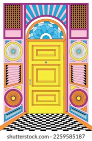 Abstract Stained Glass Design Psychedelic Colors Background
