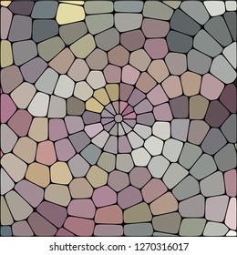 Abstract stained glass window geometric warped hexagon shapes ornament vector illustration. Multicolor mosaic tracery texture background.