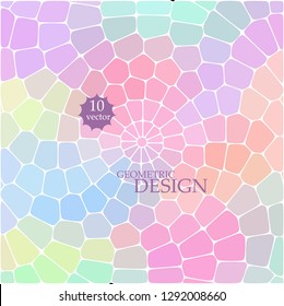 Abstract stained glass window geometric warped hexagon shapes ornament vector illustration. Multicolor mosaic tracery texture background.