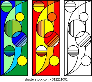 Abstract stained glass windows in red, blue, green and yellow.  It Can be used for flayers, banners, posters Vector illustration.   