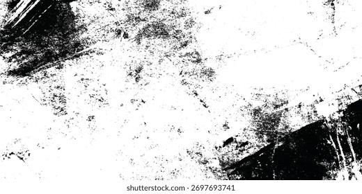 Tinta Abstractas manchada y grunge salpicada de Vector pintado a mano con pincelada negra sobre fondo transparente para diseño artístico.