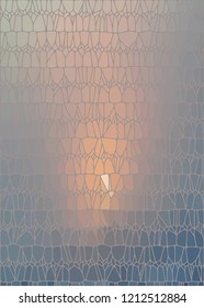 abstract stained-glass sunset in the lonely light from the sunset in a gray fog