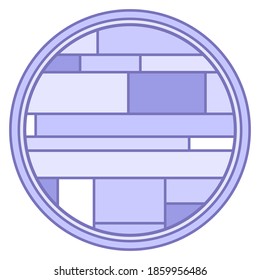 Abstract stained-glass window. Simple geometric pattern. Abstract circle shape. Colored illustration