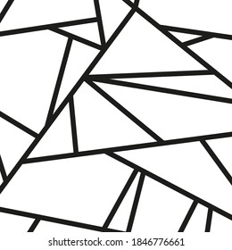Abstract stained-glass window. Square pattern. Geometric line art. Black and white illustration