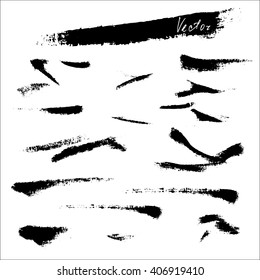 abstract stains and paint splashes. Dry brush, spray, stains. Vector illustration. set of grunge textures