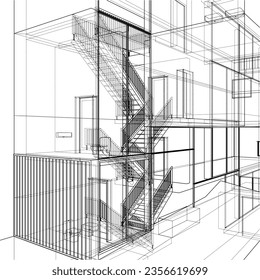Abstract Staircase Vector 41. Modern Stairs. Illustration Isolated On White Background. A vector illustration Of A Stair.