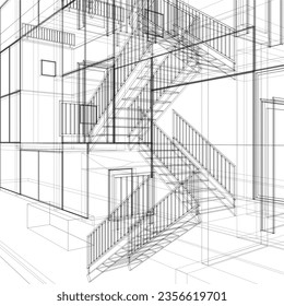 Resumen del vector de escalera 42. Escaleras modernas. Ilustración Aislada En Fondo Blanco. Ilustración vectorial De Una Escalera.