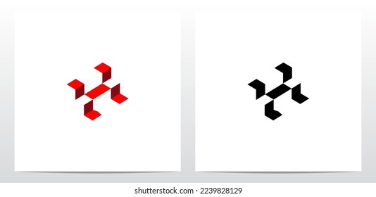 Abstract Stairs Red Carpet Letter Logo Design X