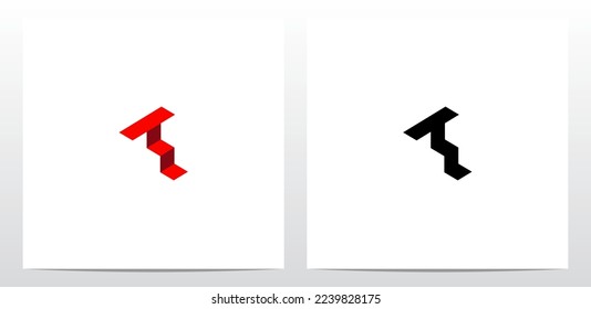 Abstract Stairs Red Carpet Letter Logo Design T