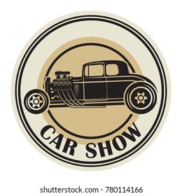 Abstract stamp with car shape and text Car Show, vector illustration