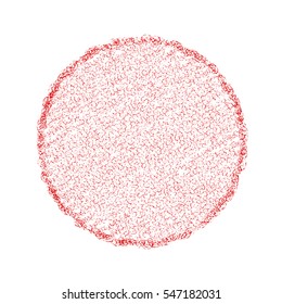 Abstract stamp circle red overlay texture. Distress round backgound. Circular Logo, icon, label or badge template. EPS10 vector.