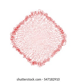 Abstract stamp circle red overlay texture. Distress round backgound. Circular Logo, icon, label or badge template. EPS10 vector.