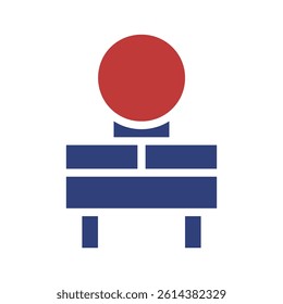 Abstract Stamp Design in Red and Blue Colors