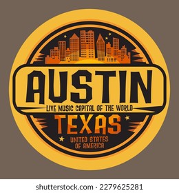 Abstrakter Stempel oder Emblem mit Austin, Texas-Name, Vektorgrafik