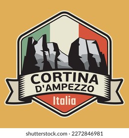 Abstract stamp or emblem with the Cortina, Dolomiti, Italy, vector illustration