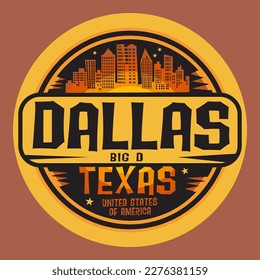 Abstract stamp or emblem with Dallas, Texas name, vector illustration